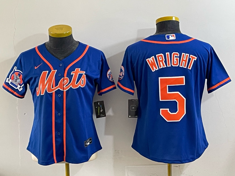 Women New York Mets #5 Wright blue 2025 MLB Nike jersey 009